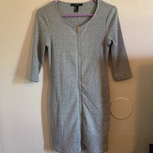 Gray zip up mini dress